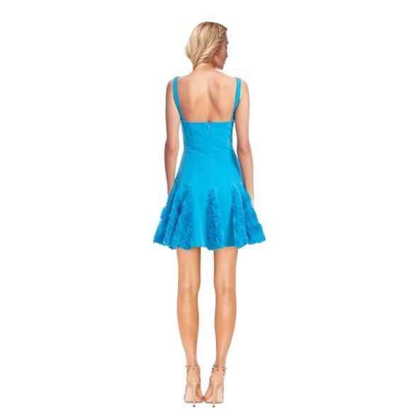Jewel Badgley Mischka 3D Flower Fit Flare Turquoise Dress Sz 8 - Picture 3 of 9